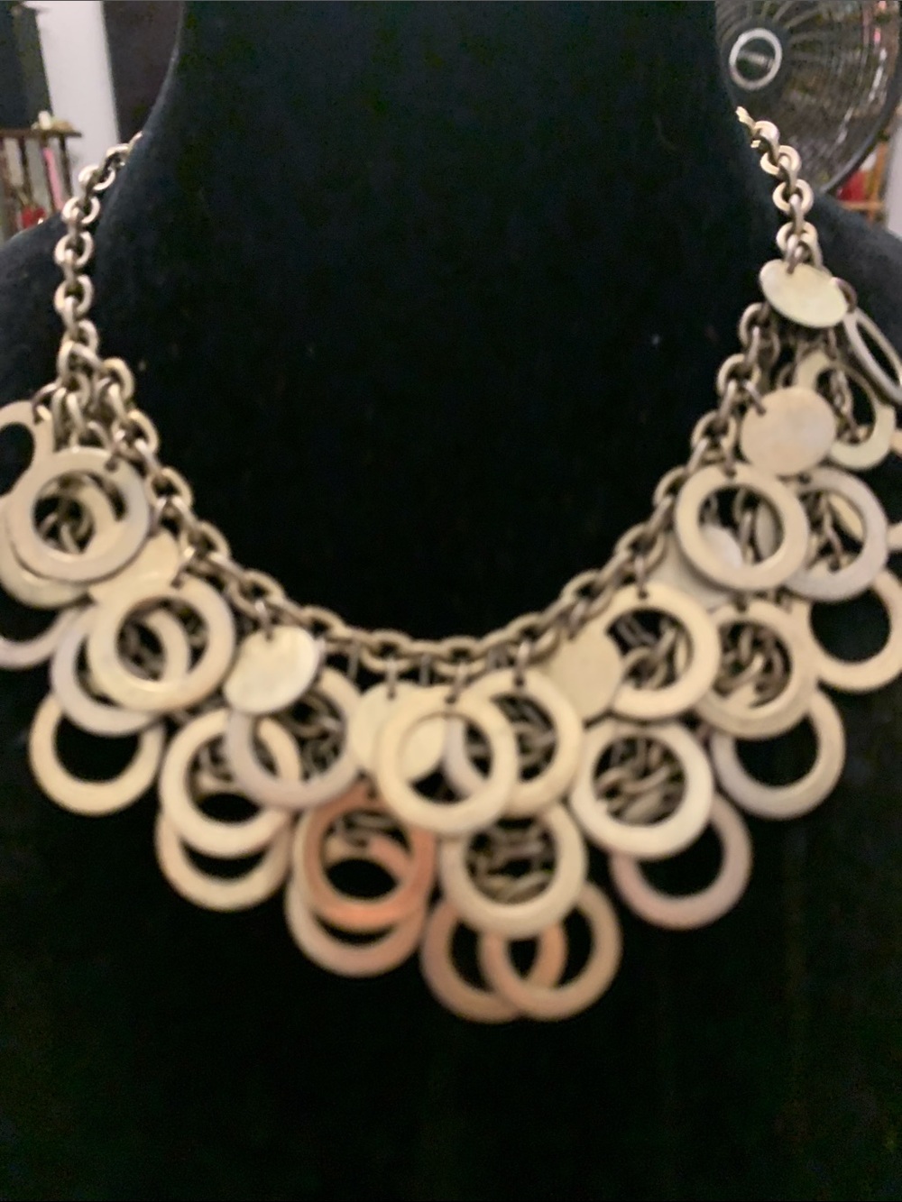 Statement Silver -Tone Multi-Ring Bib Necklace